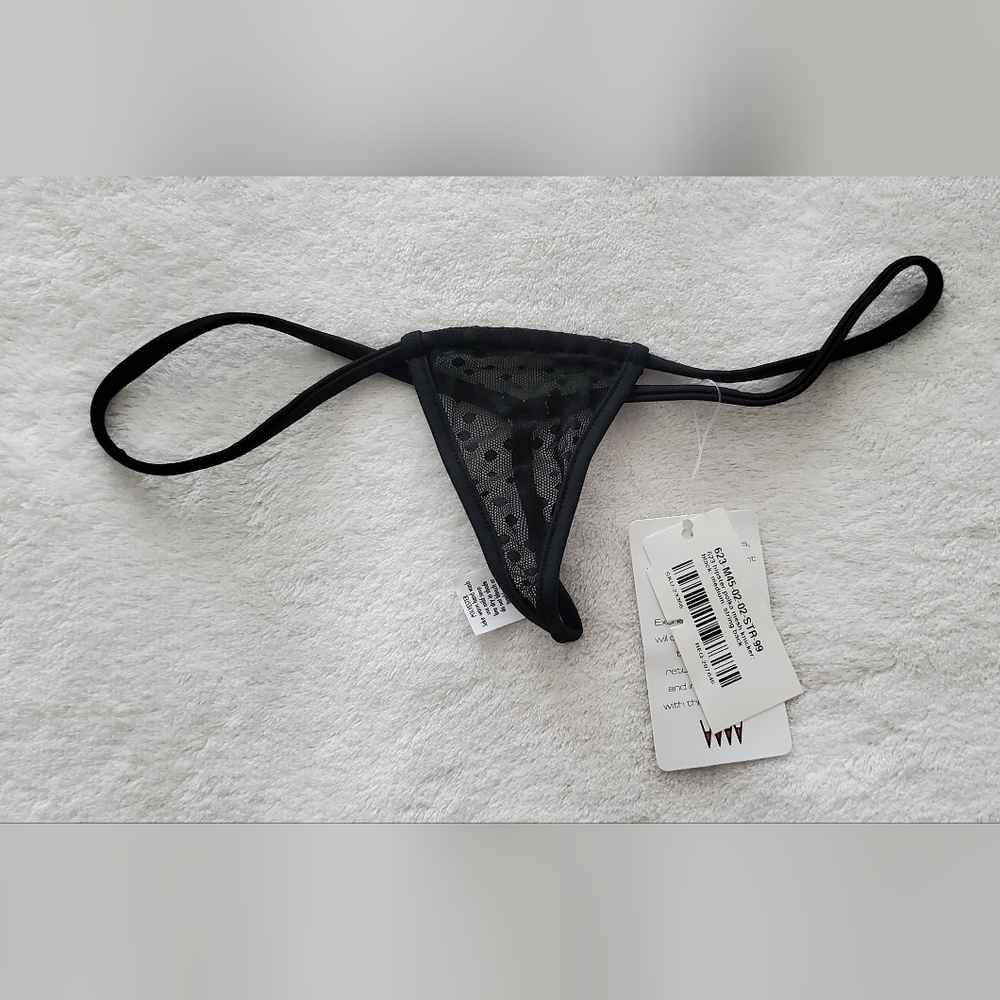Rare NWT Wicked Weasel Black Polka Dot Sheer Thong Knicker